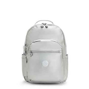 Kipling Seoul Large Metallic 15" Backpack Laptoptassen Zilver | België 1556WN